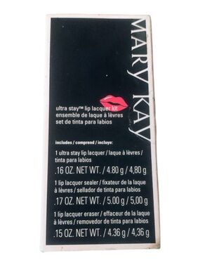 NIB Mary Kay Ultra Stay 3 piece Lip Lacquer, Sealer, Eraser Kit Cherry
